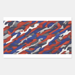 red white blue grey camouflage rectangular sticker
