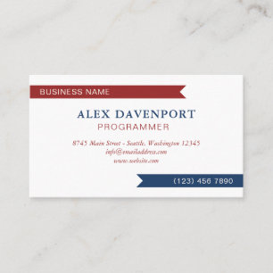 Red White Blue Guidon Pennant Any Profession Business Card