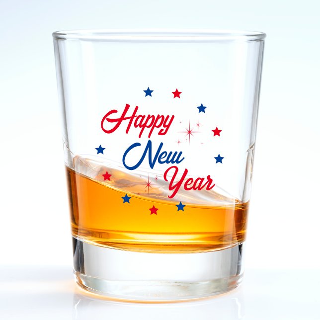Red White & Blue Happy New Year Shot Glass (Red White & Blue Happy New Year Shot Glass)