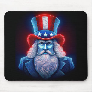 Red White Blue Hologram Of USA Uncle Sam Mouse Mat