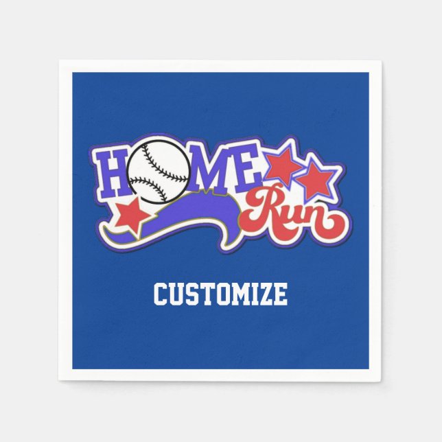 Red White & Blue Home Run Baseball Napkins (Front)