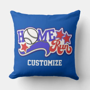 Red White & Blue Home Run Baseball Throw Pillow