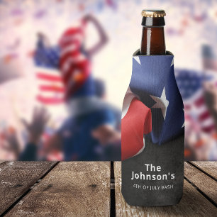 Red White Blue Independence Day 4th Of July Bottle Cooler