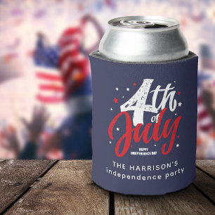 Red White Blue Independence Day 4th Of July Can Cooler