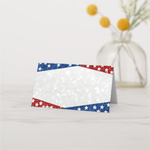Red, White & Blue July 4 Glitter Place Card