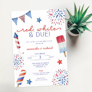 Red White Blue July 4th Patriotic Baby Shower Invitation
