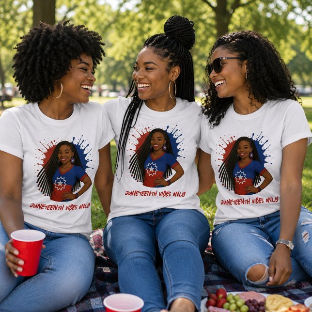 Red, White & Blue Juneteenth Vibes Only   T-Shirt (Creator Uploaded)