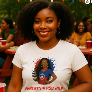Red, White & Blue Juneteenth Vibes Only   T-Shirt
