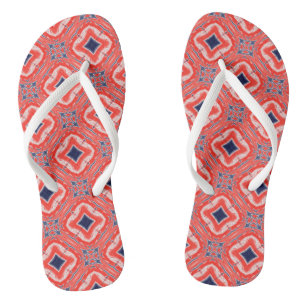 Red White Blue Kaleidoscope Flip Flops