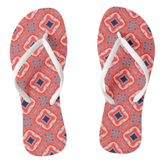 Red White Blue Kaleidoscope  Flip Flops (Footbed)