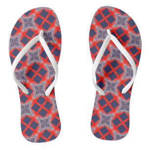 Red White Blue Kaleidoscope Summer Flip Flops