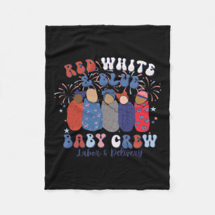 Red White Blue Labour And Delivery Nurse 4th Of Ju Fleece Blanket