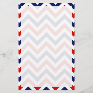 Red, White, Blue Large Chevron ZigZag Pattern Stationery