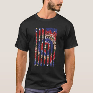 Red White Blue Leopard Tie Dye Patriotic USA Ameri T-Shirt