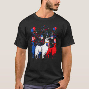 Red White Blue Llama Usa Flag Patriotic 4th Of Jul T-Shirt