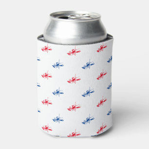 Red white blue lobster pattern patriotic can cooler