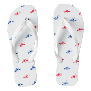 Red white blue lobster pattern Patriotic Flip Flops