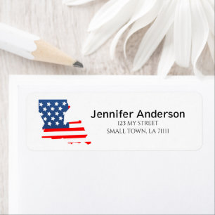 Red White Blue Louisiana USA Flag Address Label
