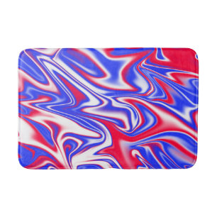 Red White Blue Marbleised Pattern, Bath Mat