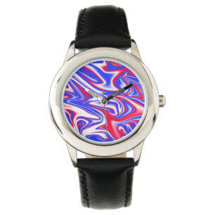 Red White Blue Marbleised Pattern, Watch