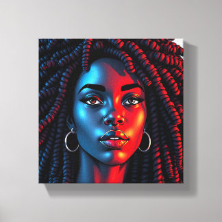 Red white & blue melanin sista black girl magic canvas print