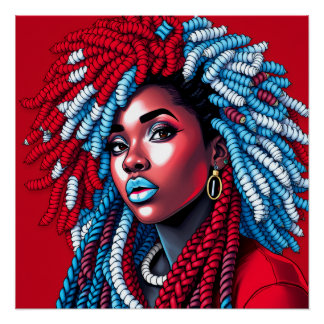 Red white & blue melanin sista black girl magic poster