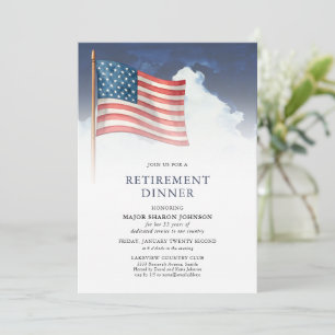Red White Blue Military American Flag Retirement Invitation