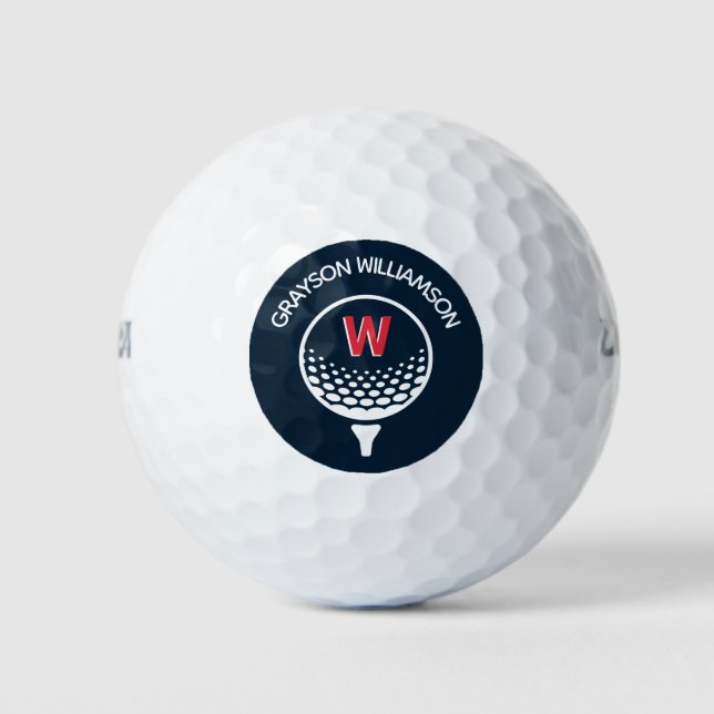 Red White & Blue Monogram Golf Balls (Front)