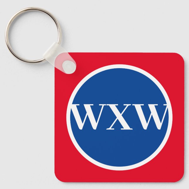 Red White Blue Monogram Keychain (Front)
