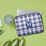 Red, White & Blue Monogram Plaid Laptop Sleeve<br><div class="desc">Protect your laptop with this trendy,  plaid,  laptop sleeve in red,  white and blue. This is a fun,  laptop sleeve for someone who is patriotic,  loves the colours red,  white and blue or plaid patterns. The monogram letter is customisable and would make a great personalised gift.</div>