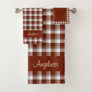 Red, White, Blue Multi Thread Plaid Bath Towel Set