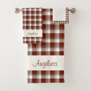 Red, White, Blue Multi Thread Plaid Bath Towel Set