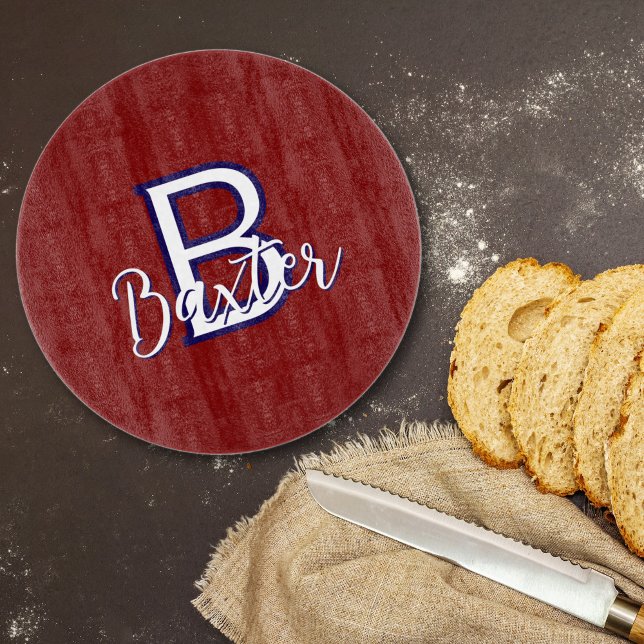 Red White & Blue Name and Monogram Personalised Cutting Board (Red White & Blue Name and Monogram Personalized Cutting Board
)