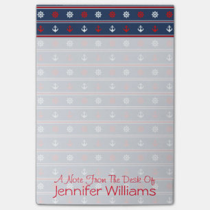 Red White & Blue Nautical Pattern Add Your Name Post-it Notes