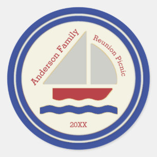 Red,White,Blue Nautical Sailboat Sticker