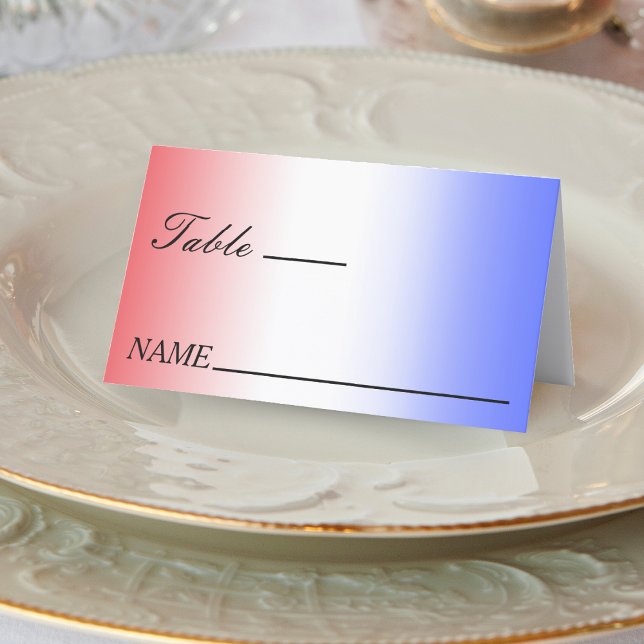 Red White & Blue Ombre Patriotic Wedding Place Card (Red White & Blue Ombre Patriotic Wedding Place Card)