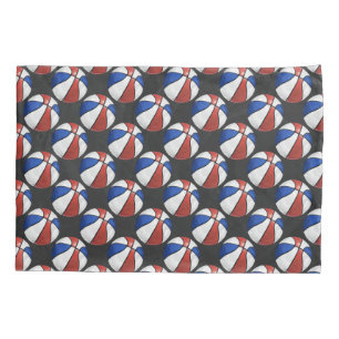 Red White Blue Painted Basketball Pattern Pillowcase