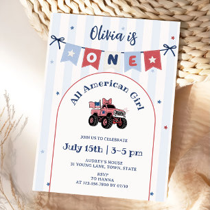 Red White & Blue Patriotic 1st Birthday Invitation