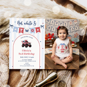 Red White & Blue Patriotic 2nd Birthday Invitation
