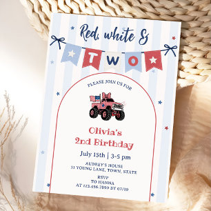 Red White & Blue Patriotic 2nd Birthday Invitation