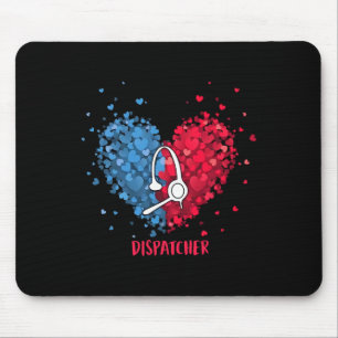 Red White Blue Patriotic 911 Dispatcher Heart 4th Mouse Mat