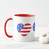 Red White Blue Patriotic American Flag Heart USA
