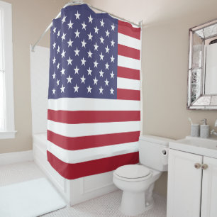 Red White & Blue Patriotic American Flag Shower Curtain