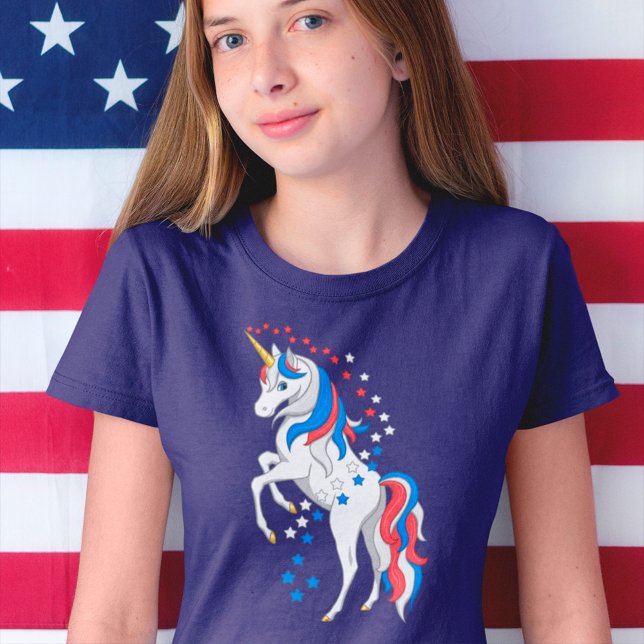 Red White Blue Patriotic American Unicorn T-Shirt (Creator Uploaded)
