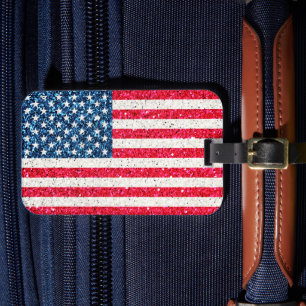 Red White Blue Patriotic American USA Flag Party Luggage Tag