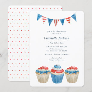 Red, White & Blue Patriotic Baby Shower Invitation