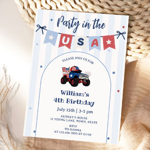 Red White & Blue Patriotic Birthday Invitation
