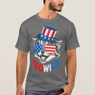 Red White Blue patriotic Cat 4th July Meowica T-Shirt