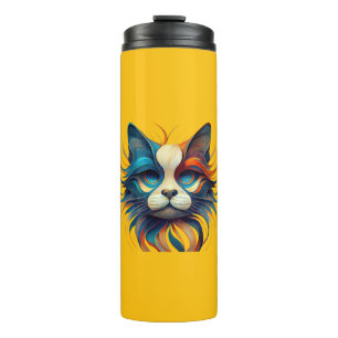 Red White & Blue Patriotic Cat Thermal Tumbler