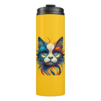 Red White & Blue Patriotic Cat Thermal Tumbler
